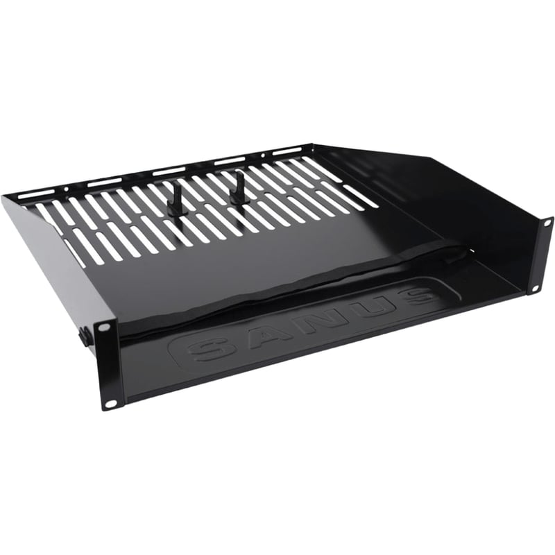 Sanus Component Series AV Rack Shelf - 2RU Vented Rack Shelf - Black - Thumbnail 3