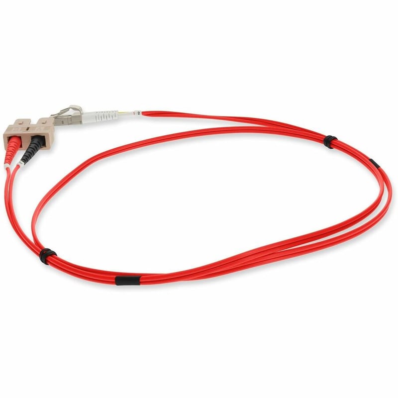 AddOn 2m SC to LC Red OM4 Duplex OFNP (Plenum-Rated) Fiber Patch Cable - Thumbnail 3
