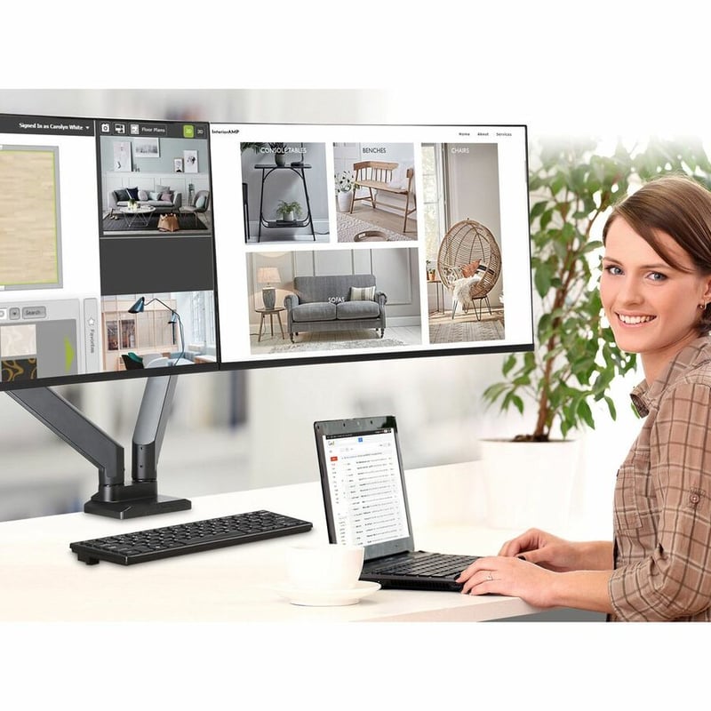 SIIG Dual Monitor Heavy-Duty Premium Aluminum Gas Spring Desk Mount - up to 43" - Thumbnail 5
