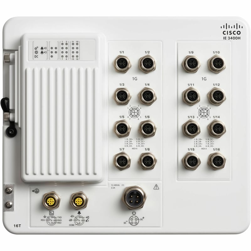 Cisco Catalyst IE3400 Heavy Duty w/ 16 GE M12 interfaces, IP67, Network Advantage - Thumbnail 1