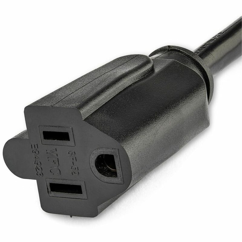 StarTech.com 3ft (1m) Power Extension Cord, Right Angle NEMA 5-15P to NEMA 5-15R, 13A 125V, 16AWG, Black, Flat Outlet Extension Cable - Thumbnail 4