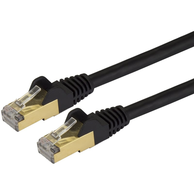 StarTech.com 8ft CAT6a Ethernet Cable - 10 Gigabit Category 6a Shielded Snagless 100W PoE Patch Cord - 10GbE Black UL Certified Wiring/TIA - Thumbnail 1