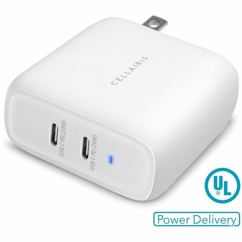 Cellairis Wall Charger - Dual USB-C + USB-C 40W White - Thumbnail 1
