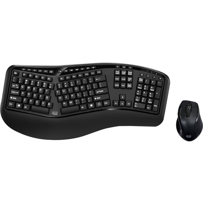 Adesso Tru-Form Media 1500 - Wireless Ergonomic Keyboard and Laser Mouse - Thumbnail 1