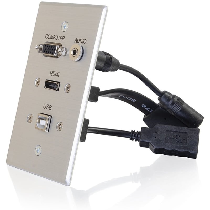 SINGLE GANG WP HDMI VGA 3.5MM USB-AL - Thumbnail 1