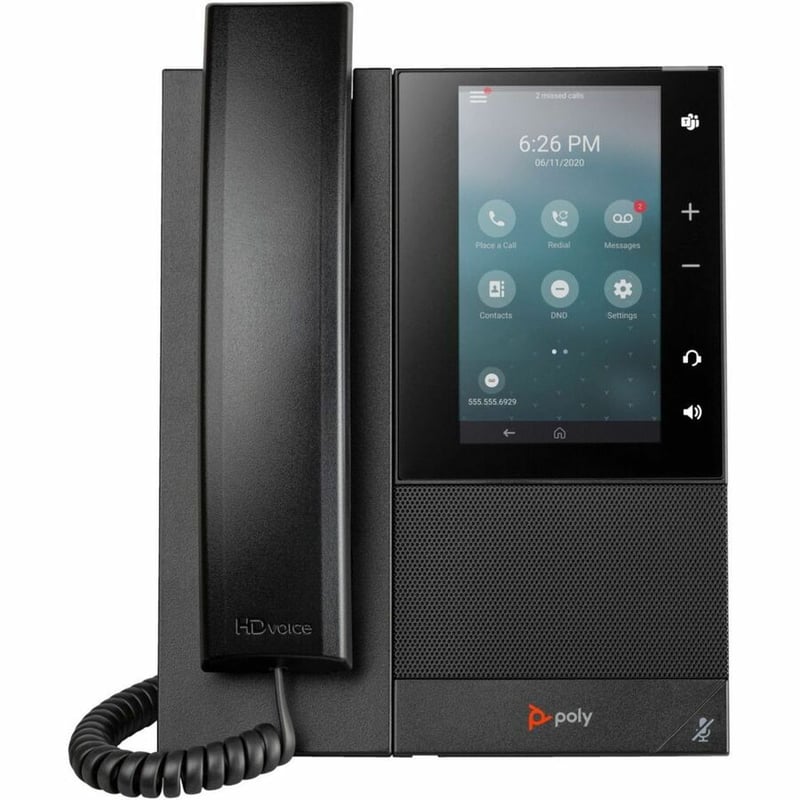 Poly CCX 505 IP Phone - Corded - Corded/Cordless - Bluetooth, Wi-Fi - Desktop, Wall Mountable - Black - Thumbnail 2