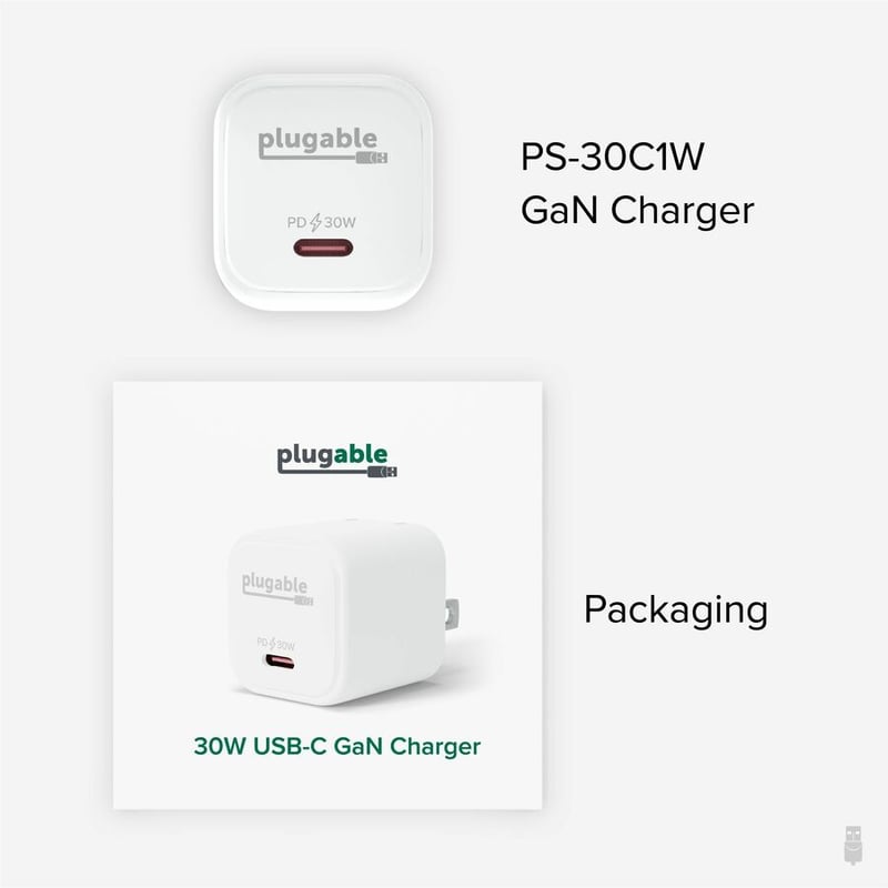 3PK PLUGABLE GAN USB C CHARGER BLOCK 30W PORTABLE CHARGER - Thumbnail 5