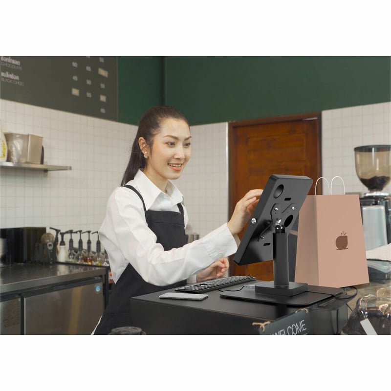 CTA Digital Desk Mount, Dual USB Hub & Security Enclosure for iPad Gen 7-10 & More (Black) - Thumbnail 5