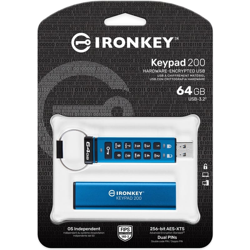 IronKey Keypad 200 64GB USB 3.2 (Gen 1) Type A Flash Drive - Thumbnail 2
