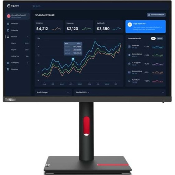 Lenovo ThinkVision T22i-30 22" Class Full HD LCD Monitor - 16:9 - Raven Black - Thumbnail 5