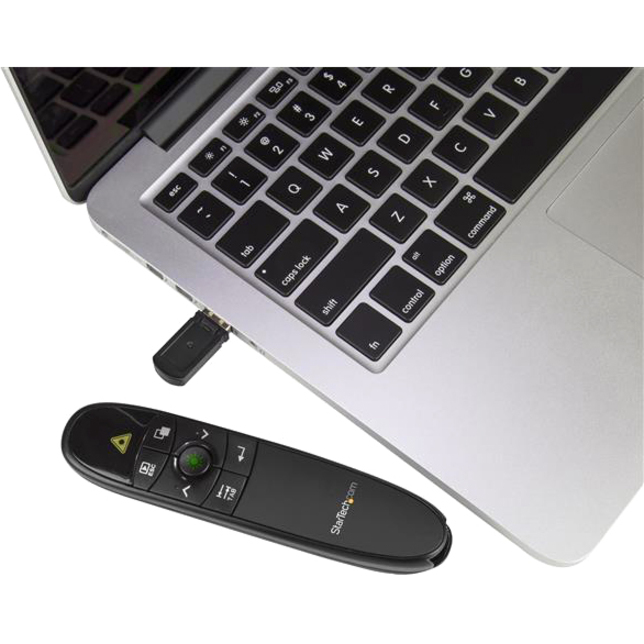 StarTech.com Wireless Presentation Remote with Green Laser Pointer - 90 ft. (27 m) - USB Presentation Clicker for Mac and Windows - Batteries Included - Wireless Slideshow and Volume Controls - Thumbnail 3