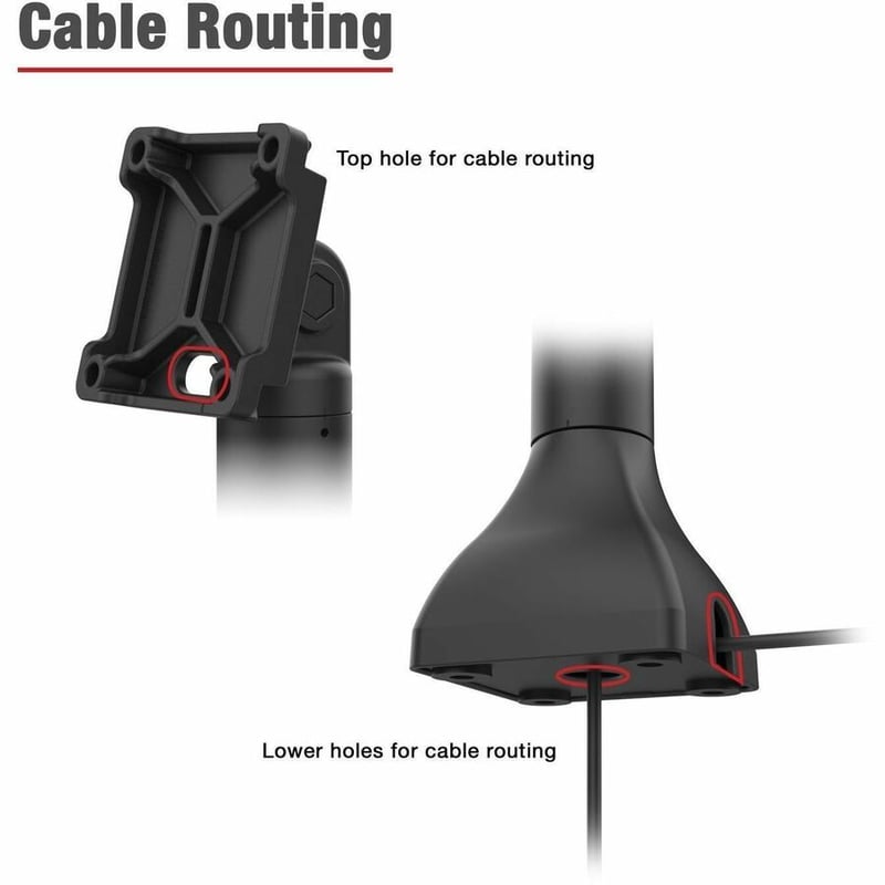 RAM PEDESTAL MOUNT WITH 75X75 VESA 7IN POLE WITH CABLE ROUTING - Thumbnail 4