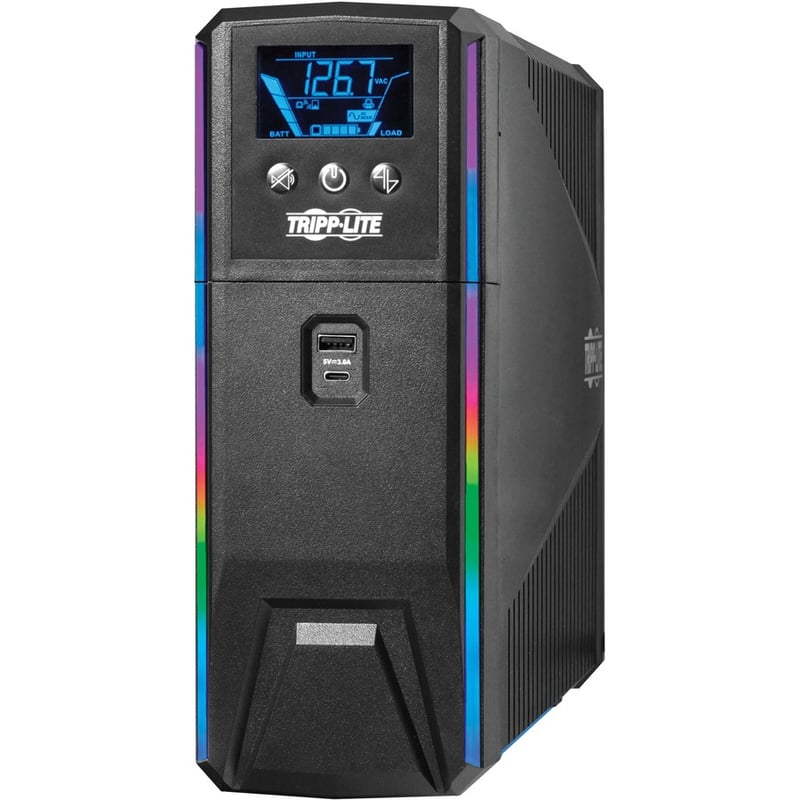 Tripp Lite by Eaton UPS 1200VA 720W 120V Pure Sine Wave Gaming UPS Battery Backup - LCD, AVR, RGB LEDs, USB Charging, Power Saving - Thumbnail 5