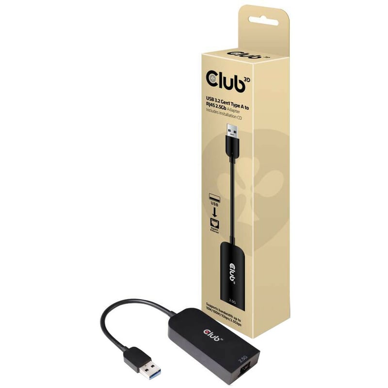 Club 3D USB 3.2 Gen1 Type A To RJ45 2.5Gb Adapter - Thumbnail 2