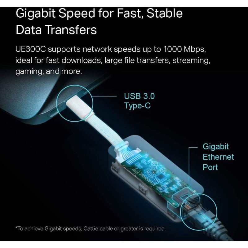TP-Link UE300C - USB Type-C to RJ45 Gigabit Ethernet LAN Network Adapter - Thumbnail 3