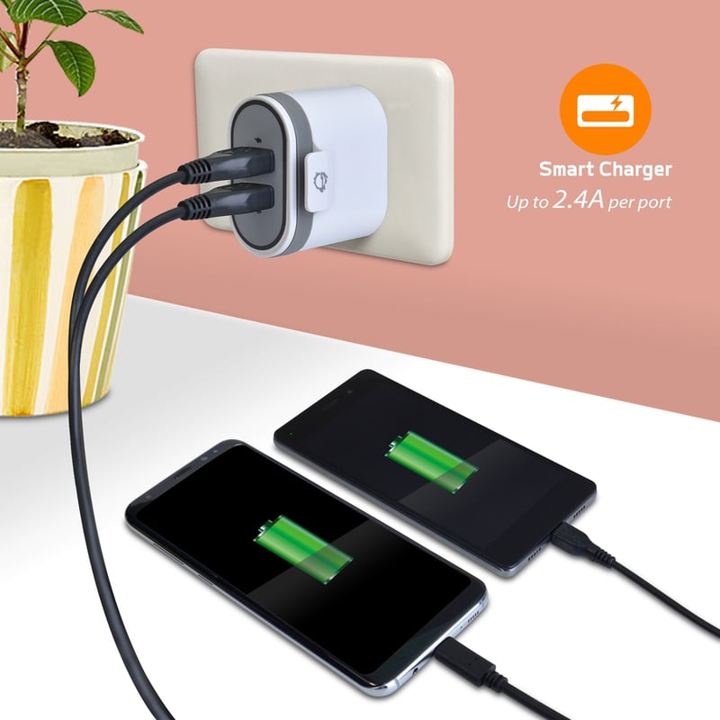 SIIG Fast Charging USB Wall Charger & Car Charger Bundle Pack - White - Thumbnail 5