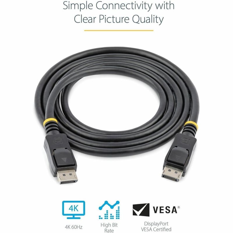 StarTech.com 10 ft Certified DisplayPort 1.2 Cable with Latches M/M - DisplayPort 4k - Thumbnail 3