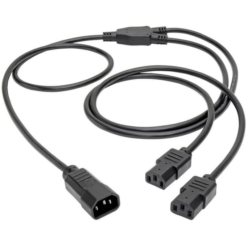 Eaton Tripp Lite Series C14 Male to C13 Female Splitter, PDU Style - C14 to 2x C13, 10A, 250V, 18 AWG, 6 ft. (1.83 m), Black - Thumbnail 2