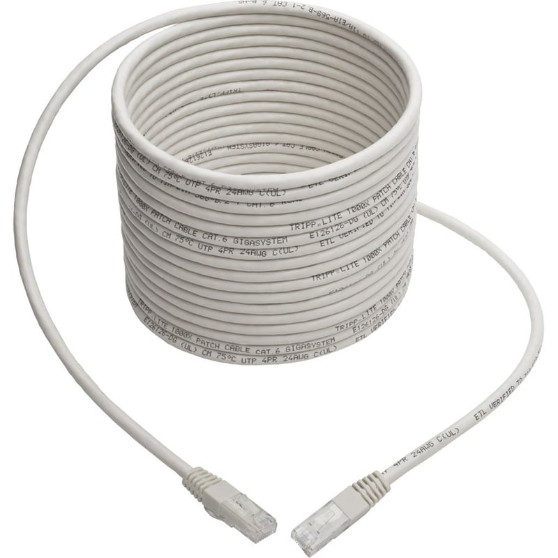Eaton Tripp Lite Series Cat6 Gigabit Molded (UTP) Ethernet Cable (RJ45 M/M), PoE, White, 25 ft. (7.62 m) - Thumbnail 5