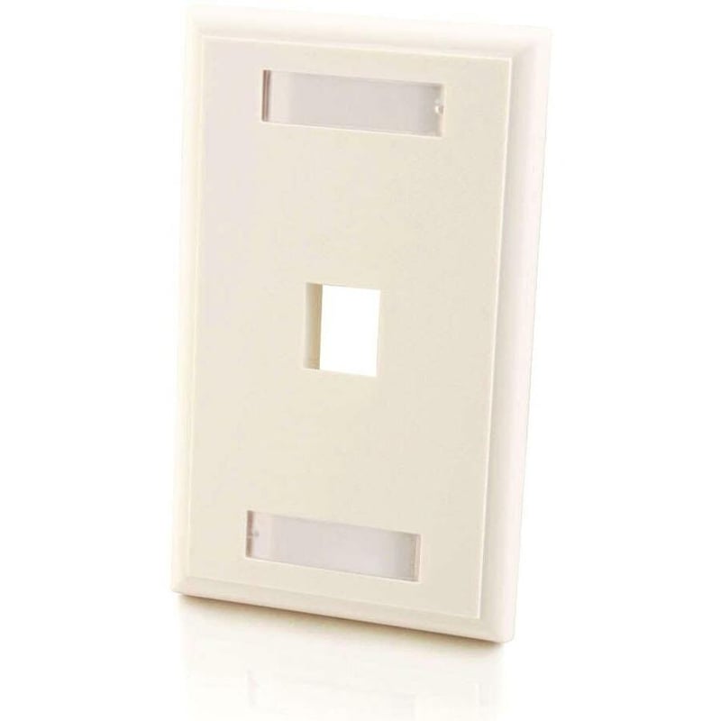 C2G 1-Port Single Gang Multimedia Keystone Wall Plate - White - Thumbnail 1