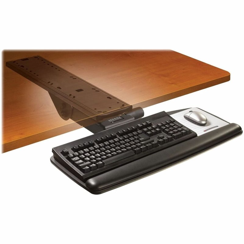 3M Easy Adjust Keyboard Tray with Standard Keyboard and Mouse Platform - Thumbnail 2