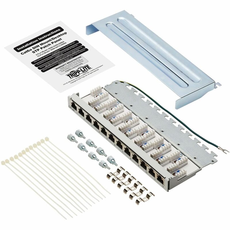 Tripp Lite by Eaton Cat6a STP Patch Panel, 12 Ports, DIN Rail or Wall Mount, TAA - Thumbnail 3