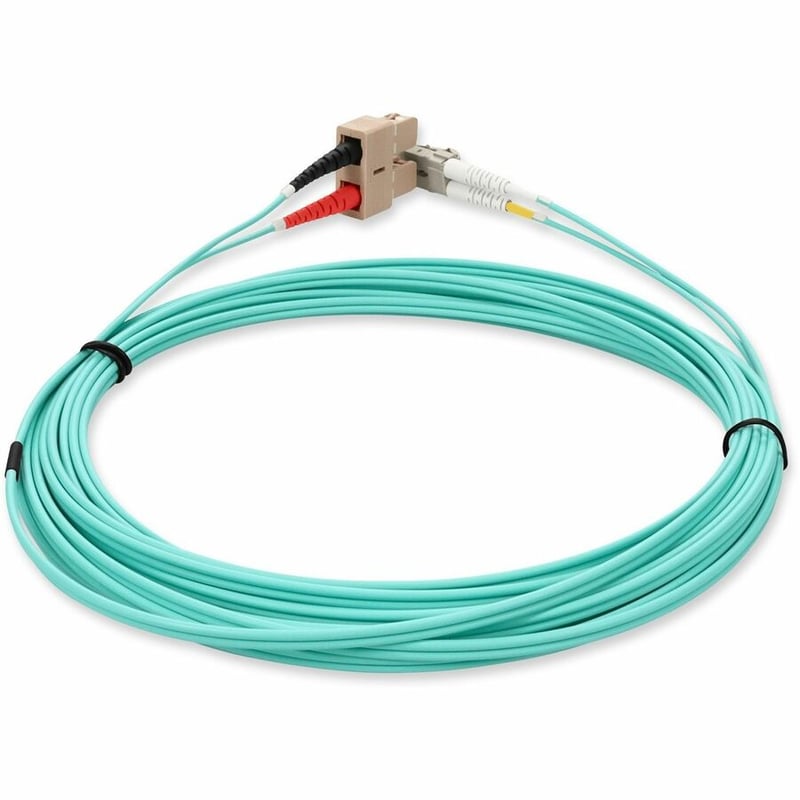 AddOn 3m SC to LC Aqua OM3 Duplex LSZH Fiber Patch Cable - Thumbnail 4