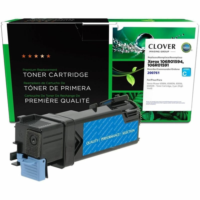 Clover Imaging Remanufactured High Yield Cyan Toner Cartridge for Xerox 106R01594/106R01591 - Thumbnail 1
