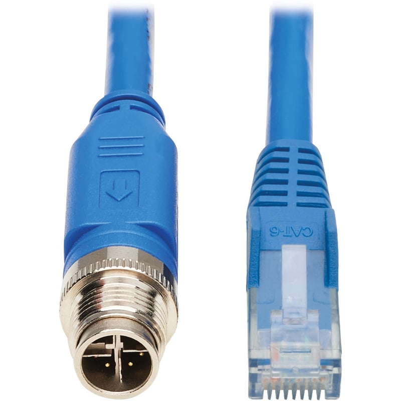 Eaton Tripp Lite Series M12 X-Code Cat6 1G UTP CMR-LP Ethernet Cable (M12 M/RJ45 M), IP68, PoE, Blue, 1 m (3.3 ft.) - Thumbnail 1