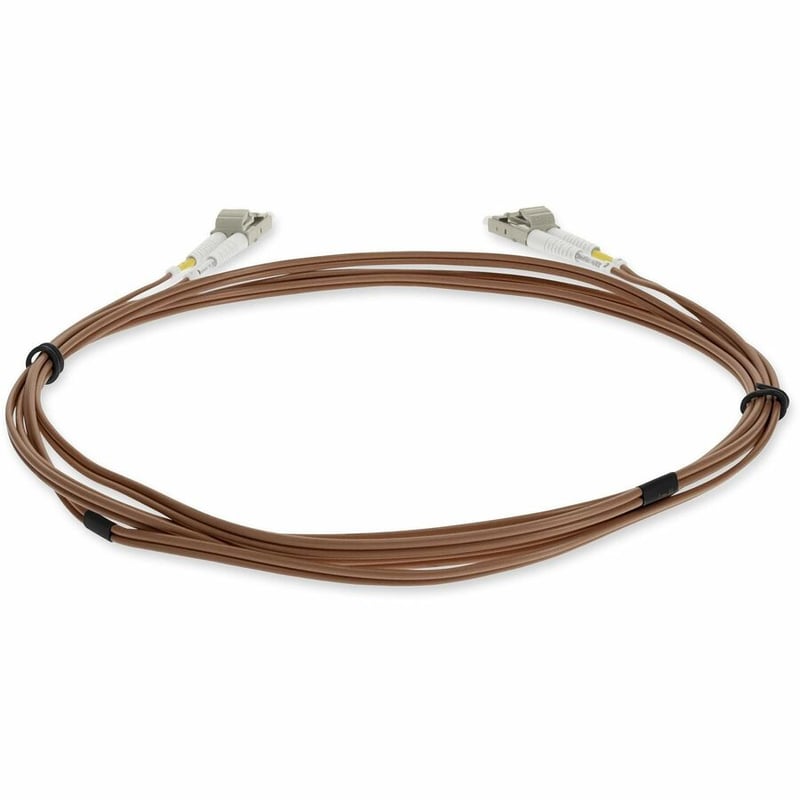 AddOn 5m LC to LC Brown OM4 Duplex OFNR (Riser-Rated) TAA Fiber Patch Cable - Thumbnail 4