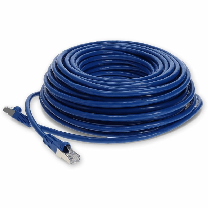 AddOn 100ft Blue CAT 7 Shielded (S/FTP) PVC Ethernet Cable Snagless Bubble Boot RJ-45 M/M - Thumbnail 1