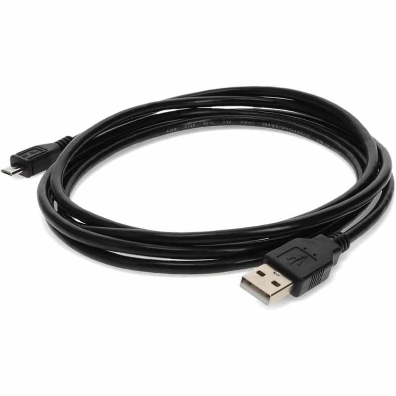 AddOn 2m USB 2.0 (A) Male to Micro-USB 2.0 (B) Male Black Cable - Thumbnail 1