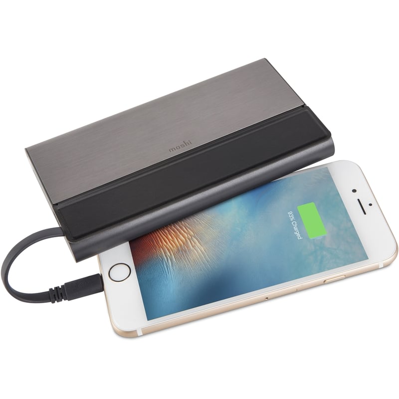 Moshi IonBank 10K Portable Battery with Built-in Cables, Lightning and USB, Ultra-slim, Fast-charging, Vegan Leather and Aluminum Construction - Thumbnail 5