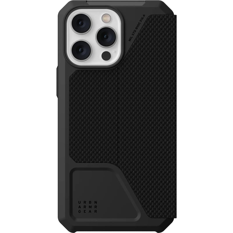Urban Armor Gear Metropolis Carrying Case (Folio) Apple iPhone 14 Pro Max Smartphone, Card - Kevlar Black - Thumbnail 2
