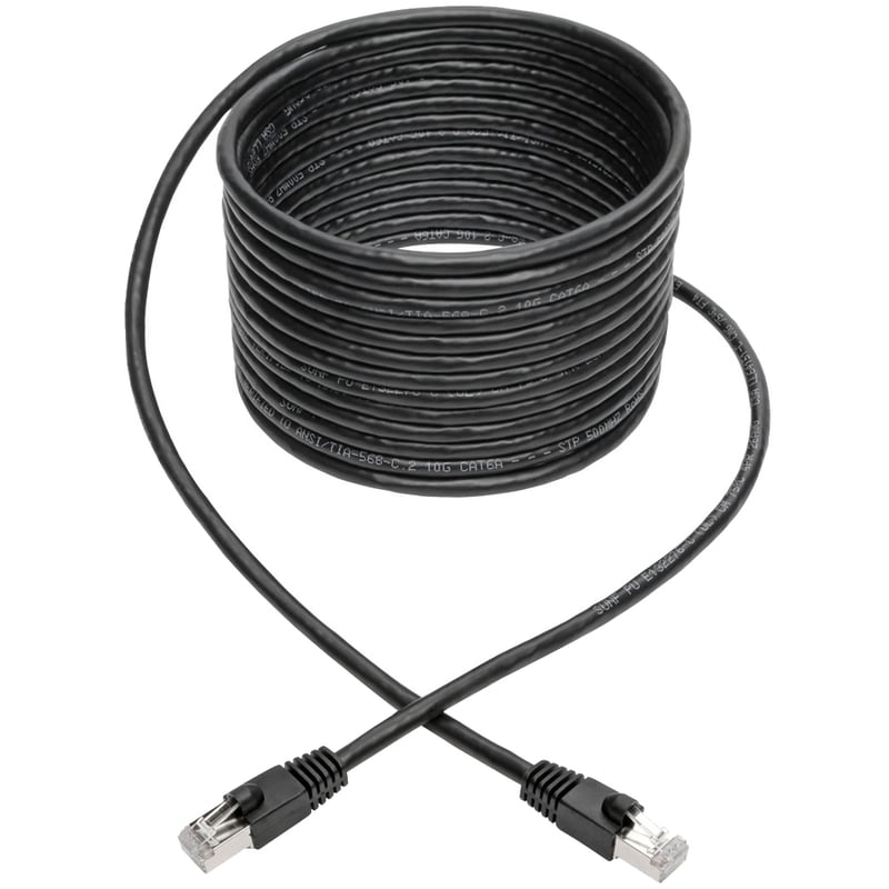 Eaton Tripp Lite Series Cat6a 10G Snagless Shielded STP Ethernet Cable (RJ45 M/M), PoE, Black, 20 ft. (6.09 m) - Thumbnail 2
