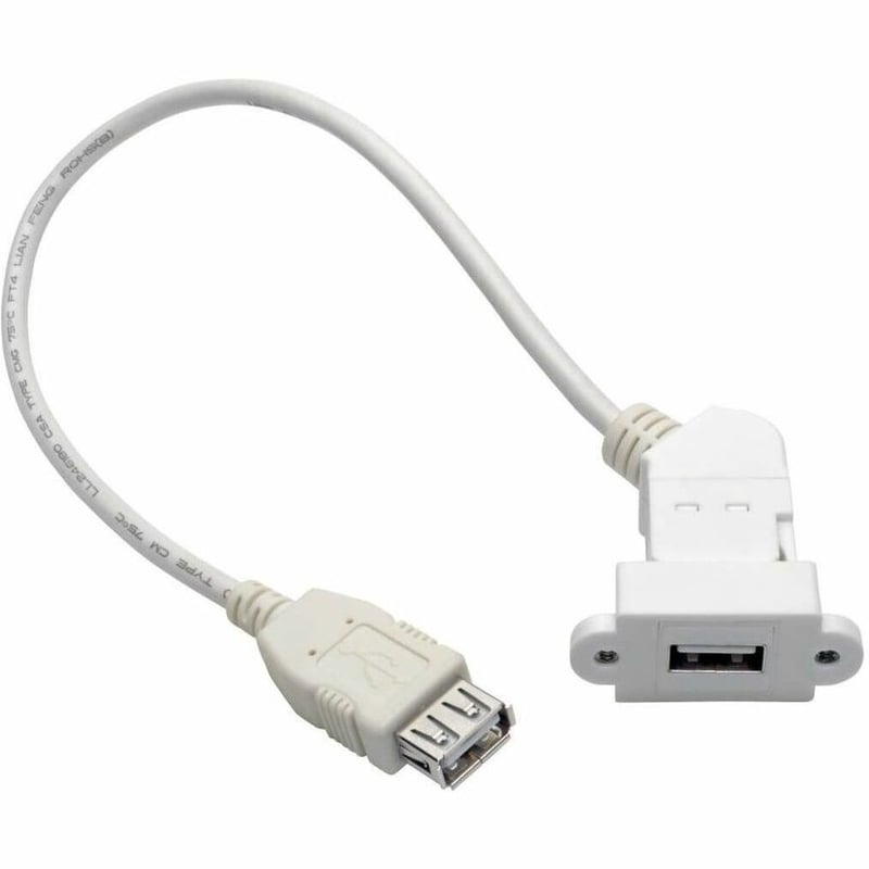 Eaton Tripp Lite Series USB 2.0 All-in-One Keystone/Panel Mount Coupler Cable (F/F), Angled Connector, White, 1 ft. (0.31 m) - Thumbnail 5