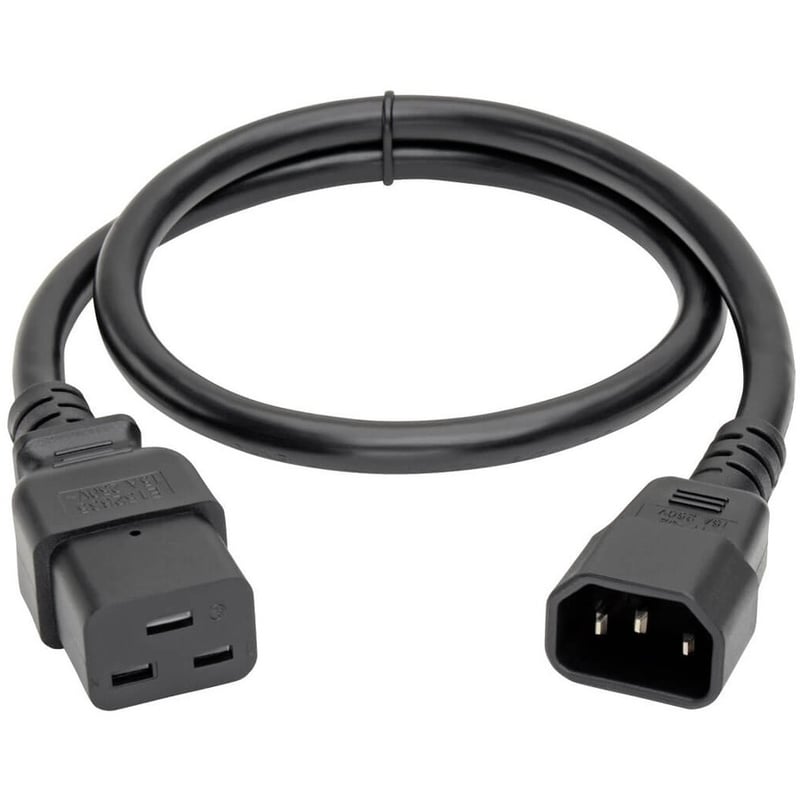 Eaton Tripp Lite Series Power Cord, C19 to C14 - Heavy-Duty, 15A, 250V, 14 AWG, 2 ft. (0.61 m), Black - Thumbnail 2