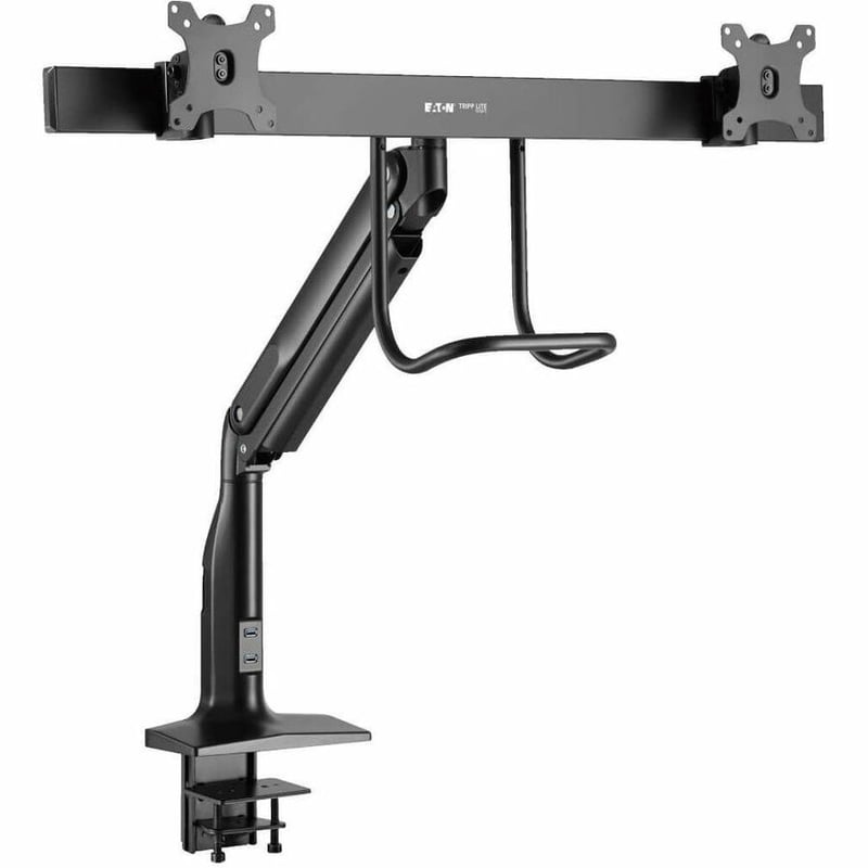Tripp Lite by Eaton Safe-IT Precision-Placement Dual-Display Desk Clamp or Grommet with Antimicrobial Tape for 17" to 35" Displays, USB Ports - Thumbnail 4