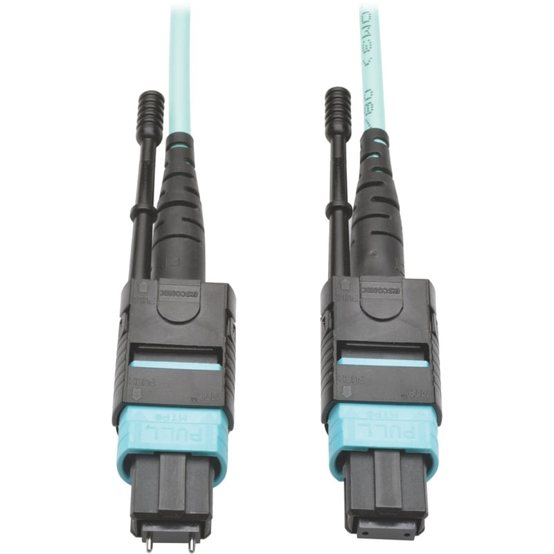 Eaton Tripp Lite Series 40G MTP/MPO Multimode OM3 Plenum-Rated Fiber Optic Cable (M/F), 12 Fiber, 40GBASE-SR4, Aqua, 10 m - Thumbnail 1