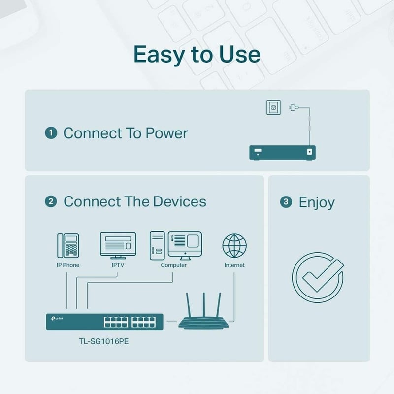 TP-Link TL-SG1016PE - 16-Port Gigabit Easy Smart PoE Switch with 8-Port PoE+ - Thumbnail 5