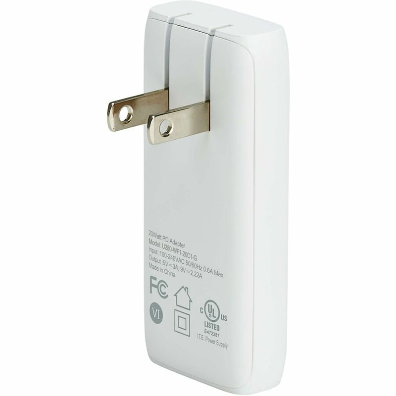 FLAT 1-PORT USB-C WALL CHARGER GAN TECH 20W PD 3.0 CHARGING WHITE - Thumbnail 5