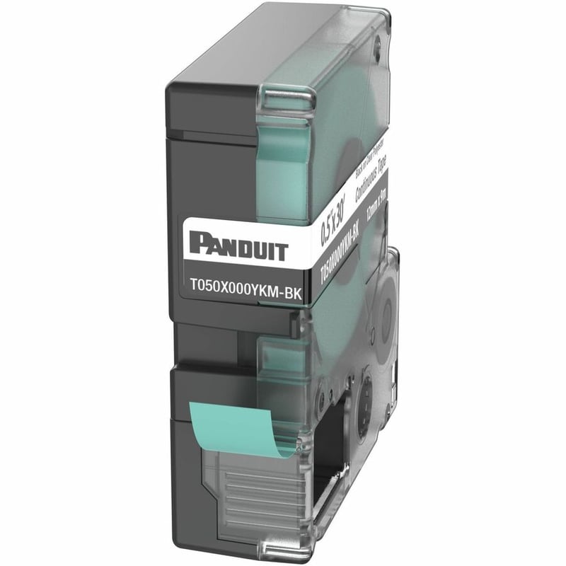Panduit PXE T050X000YKM-BK MP Printer Cont. Tape, Safety & ID, Polyest, Blk/Clr, 0.5" W - Thumbnail 2
