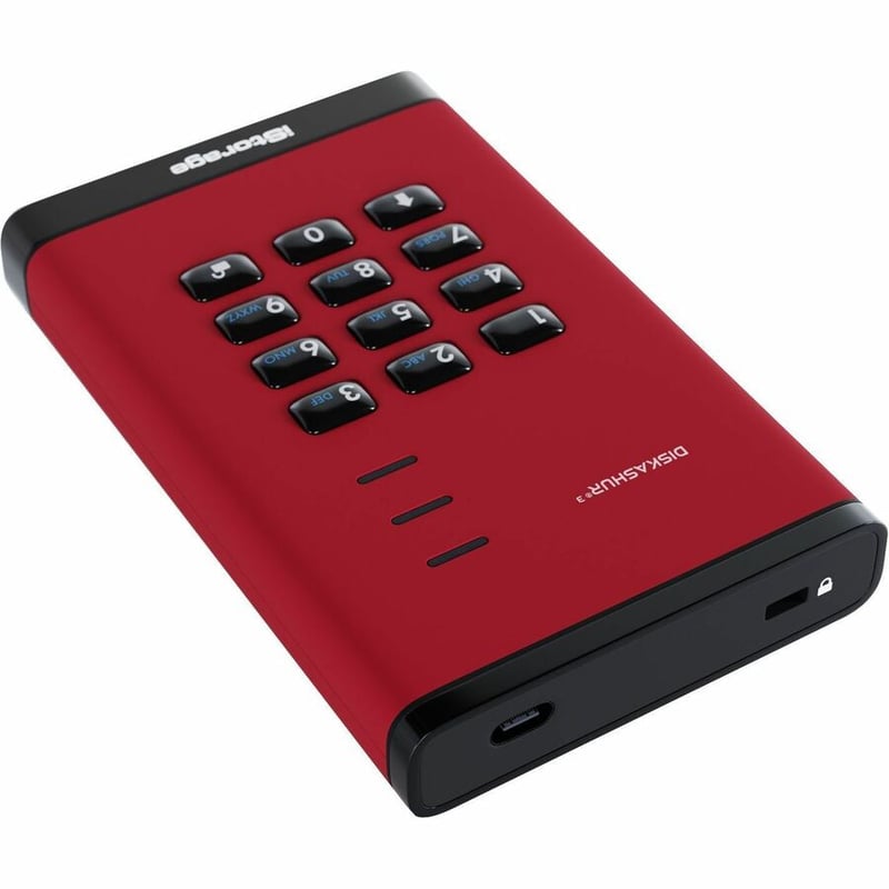 iStorage diskAshur3 1 TB Portable Solid State Drive | Red | Incorporated Common Criteria EAL 5+ | PIN protected | AES 256-bit Full Disk Hardware Encryption | Dust/Water Resistant | TAA Compliant - Thumbnail 4
