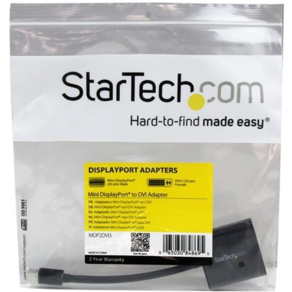 StarTech.com Mini DisplayPort to DVI Adapter, Mini DP to DVI-D Single Link Converter, 1080p Video, Passive, mDP 1.2 to DVI Monitor/Display - Thumbnail 4