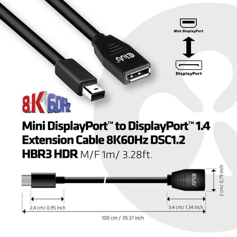 Club 3D DisplayPort/Mini DisplayPort Extension Audio/Video Cable - Thumbnail 4