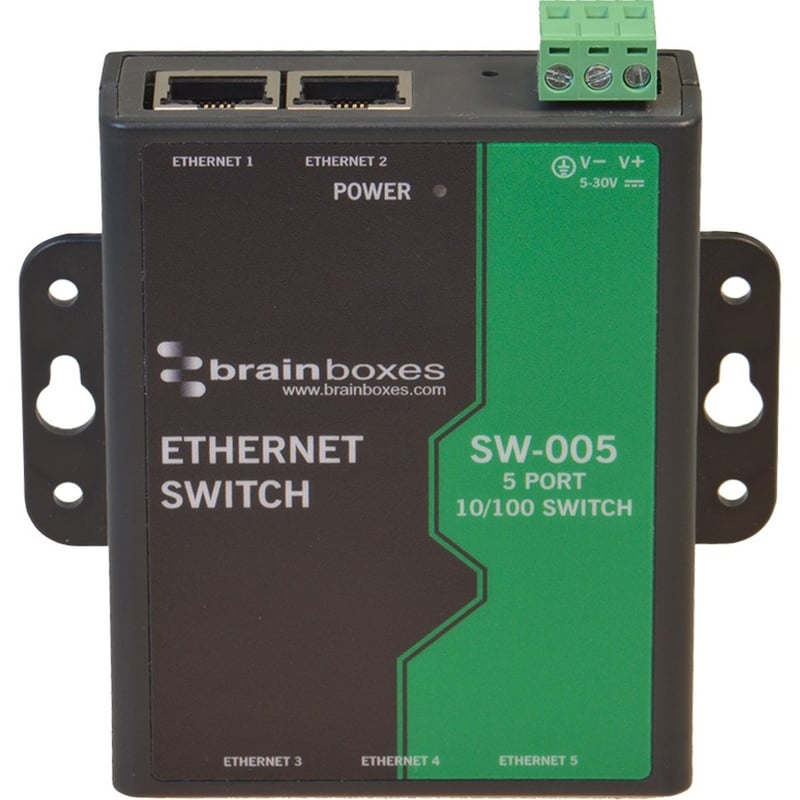 Brainboxes 5 Port Unmanaged Ethernet Switch Wall Mountable - Thumbnail 1