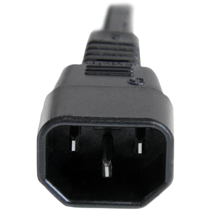 StarTech.com 6ft (1.8m) Heavy Duty Extension Cord, IEC C14 to IEC C15 Black Extension Cord, 15A 250V, 14AWG, Heavy Gauge Power Cable - Thumbnail 3