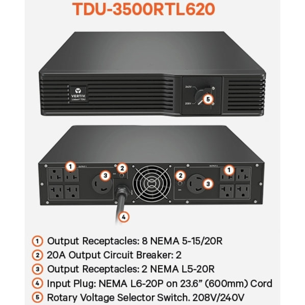 Vertiv Liebert TDU - 3440VA/3440W 120VAC|Step Down Transformer/Voltage Converter - Thumbnail 4