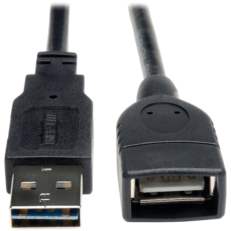 Eaton Tripp Lite Series Universal Reversible USB 2.0 Extension Cable (Reversible A to A M/F), Black, 10 ft. (3.05 m) - Thumbnail 1