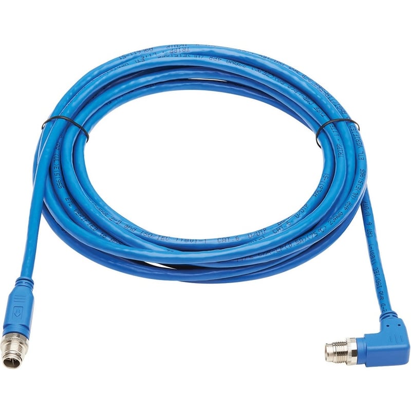 Eaton Tripp Lite Series M12 X-Code Cat6 1G UTP CMR-LP Ethernet Cable (Right-Angle M/M), IP68, PoE, Blue, 3 m (9.8 ft.), TAA - Thumbnail 2